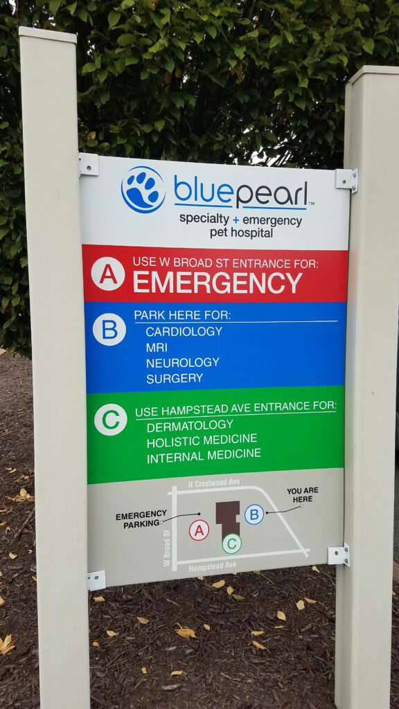 The image shows the types of veterinary care available at BluePearl Pet Hospital in Richmond, VA.