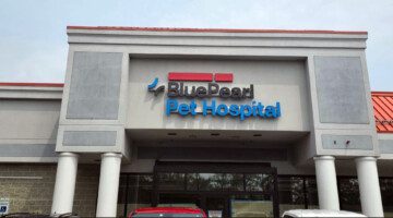 The exterior of BluePearl Pet Hospital in Framingham, Massachusetts.