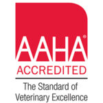 A red and white logo reads "AAHA Accredited - The Standard of Veterinary Excellence."