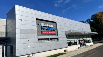 An exterior view of the BluePearl Pet Hospital in Levittown, PA.