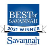 An award icon reads the Best of Savannah 2021 winner from Savannah Magazine.