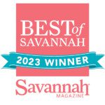 An award icon reads the Best of Savannah 2023 winner from Savannah Magazine.