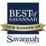 An award icon reads the Best of Savannah 2019 runner-up from Savannah Magazine.
