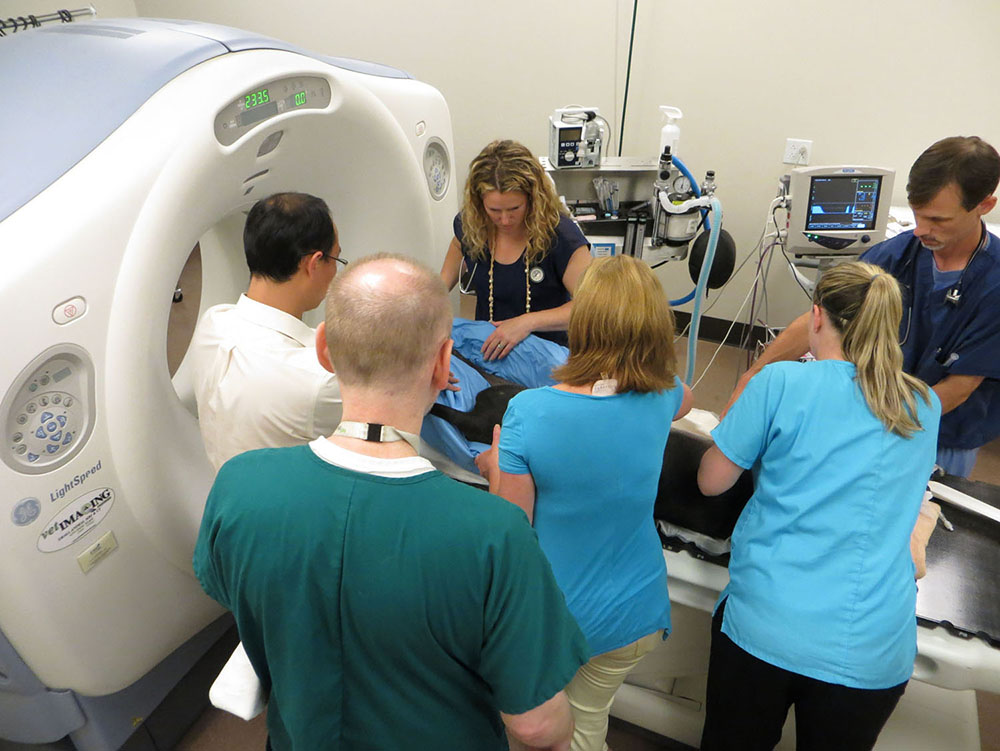 Clinicians do imaging on a patient at the Malvern Cyberknife Center.