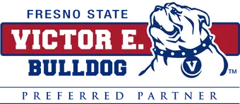 A graphic reads Fresno State Victor E. Bulldog Preferred Partner