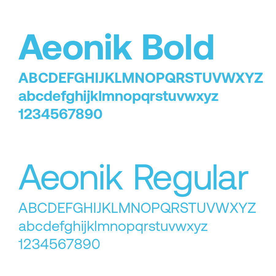 Graphic shows the Aeonik font family.
