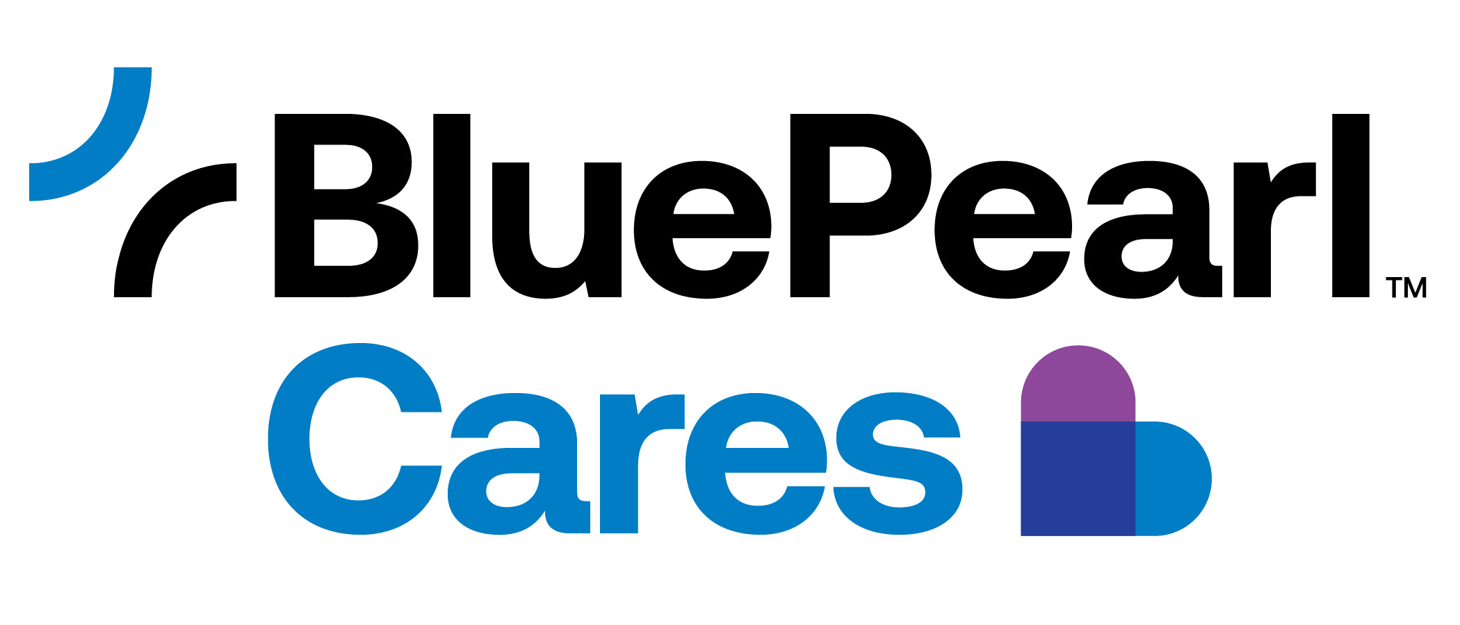 BluePearl Cares logo featuring a blue and purple heart