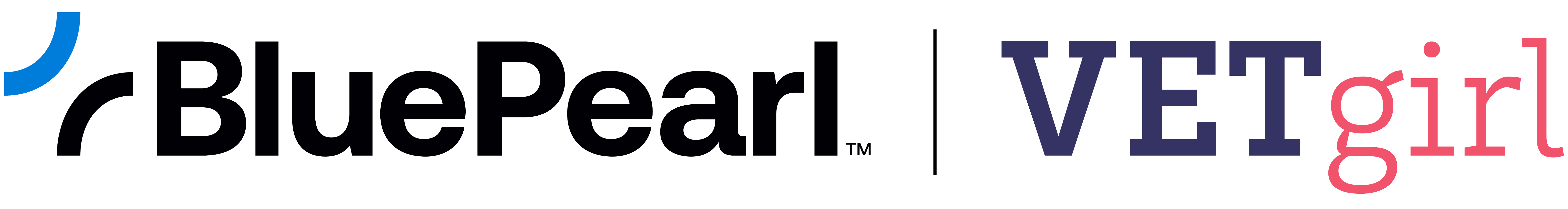 032025 BP Vetgirl Partner Logos 1500×200 0325 BluePearl Pet Hospital and VETgirl's logos next to each other.