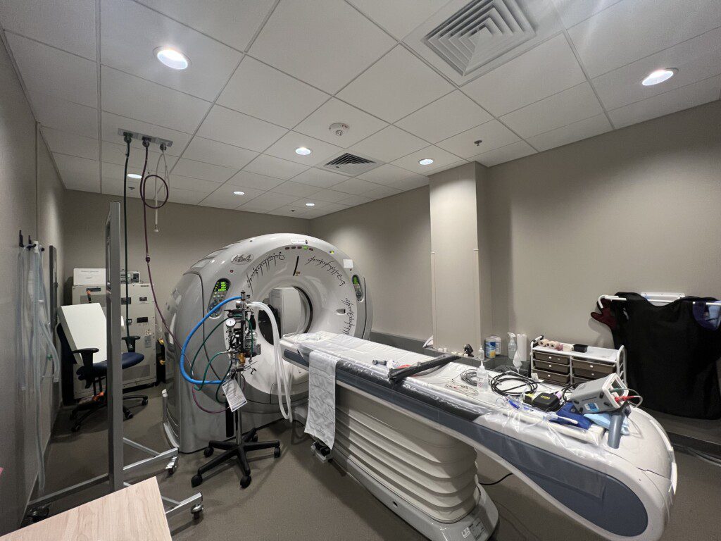 The CT advanced diagnostic imaging equipment at the BluePearl Pet Hospital in Renton, WA.