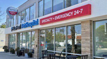 An exterior view of the BluePearl Pet Hospital in Los Angeles, CA.